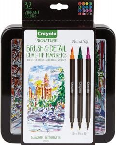 Crayola Brush & Detail Dual Tip Markers, 32-Count