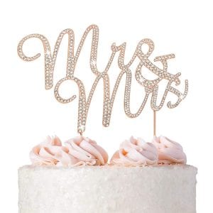 Crystal Creations Rhinestone Rose Gold Wedding Cake Topper