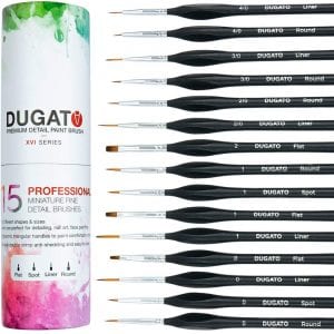 Dugato Ceramic Detail Paint Brushes, 15-Piece