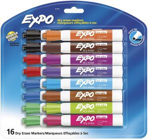 EXPO Skip-Free Quick-Dry Dry Erase Markers, 16-Count