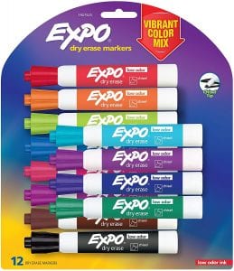 EXPO Smear-Proof Dry Erase Markers, 12-Count