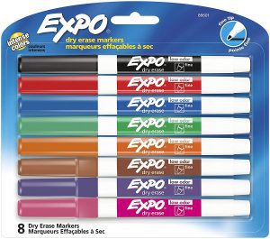 EXPO Fine Tip Low-Odor Dry Erase Markers, 8-Count