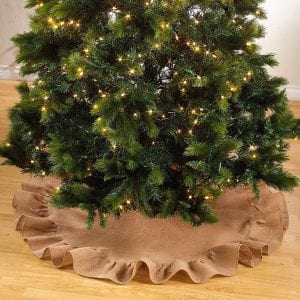 Fennco Styles Ruffle Trim Jute Burlap Christmas Tree Skirt