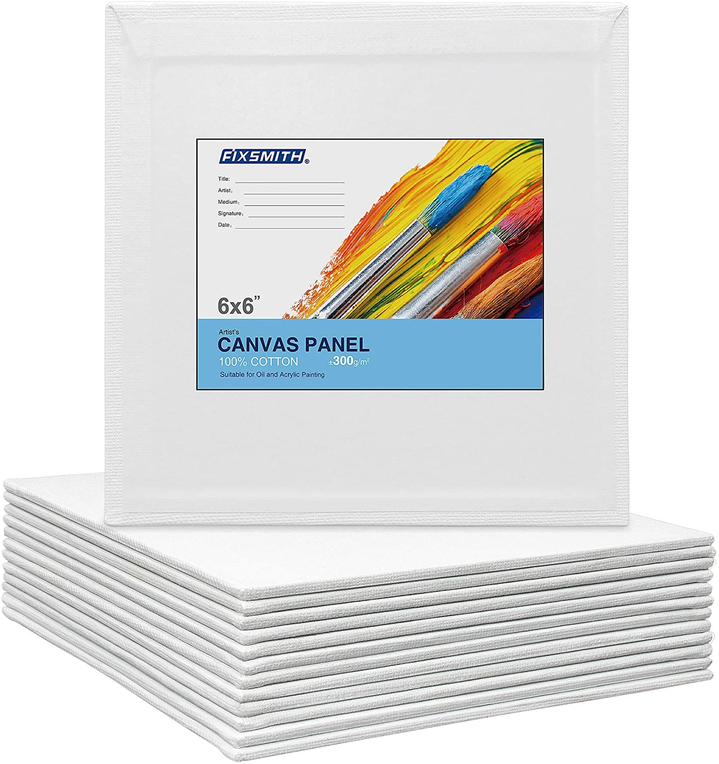 FIXSMITH Gesso Hand Stretched Mini Canvas, 12-Pack