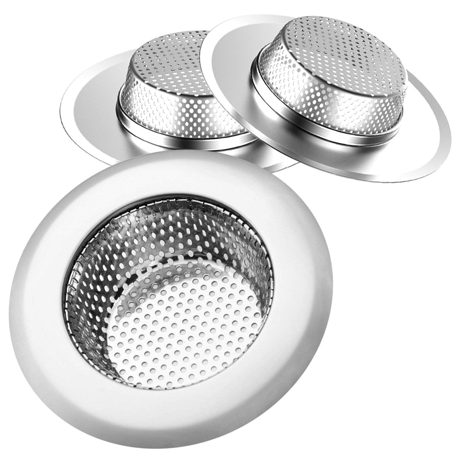 Helect Easy Clean Kitchen Sink Strainer Baskets, 3-Pack