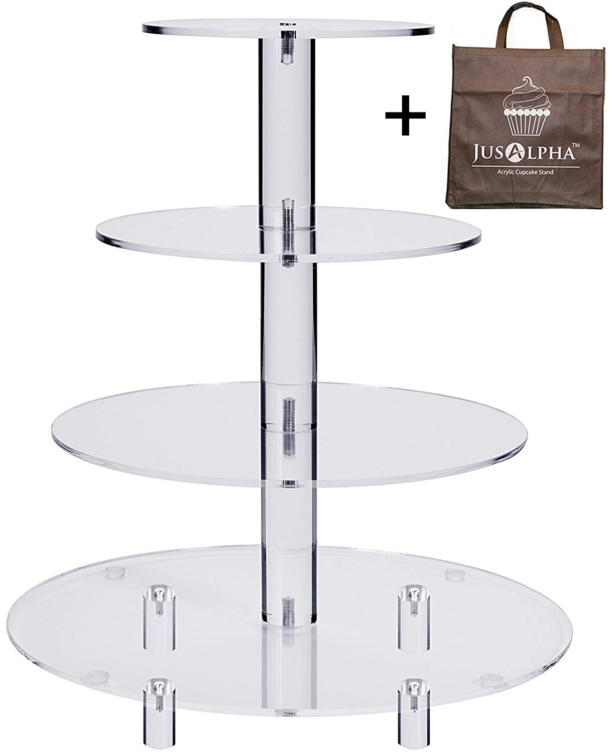 Jusalpha 4-Tier Acrylic Glass Round Cake Stand