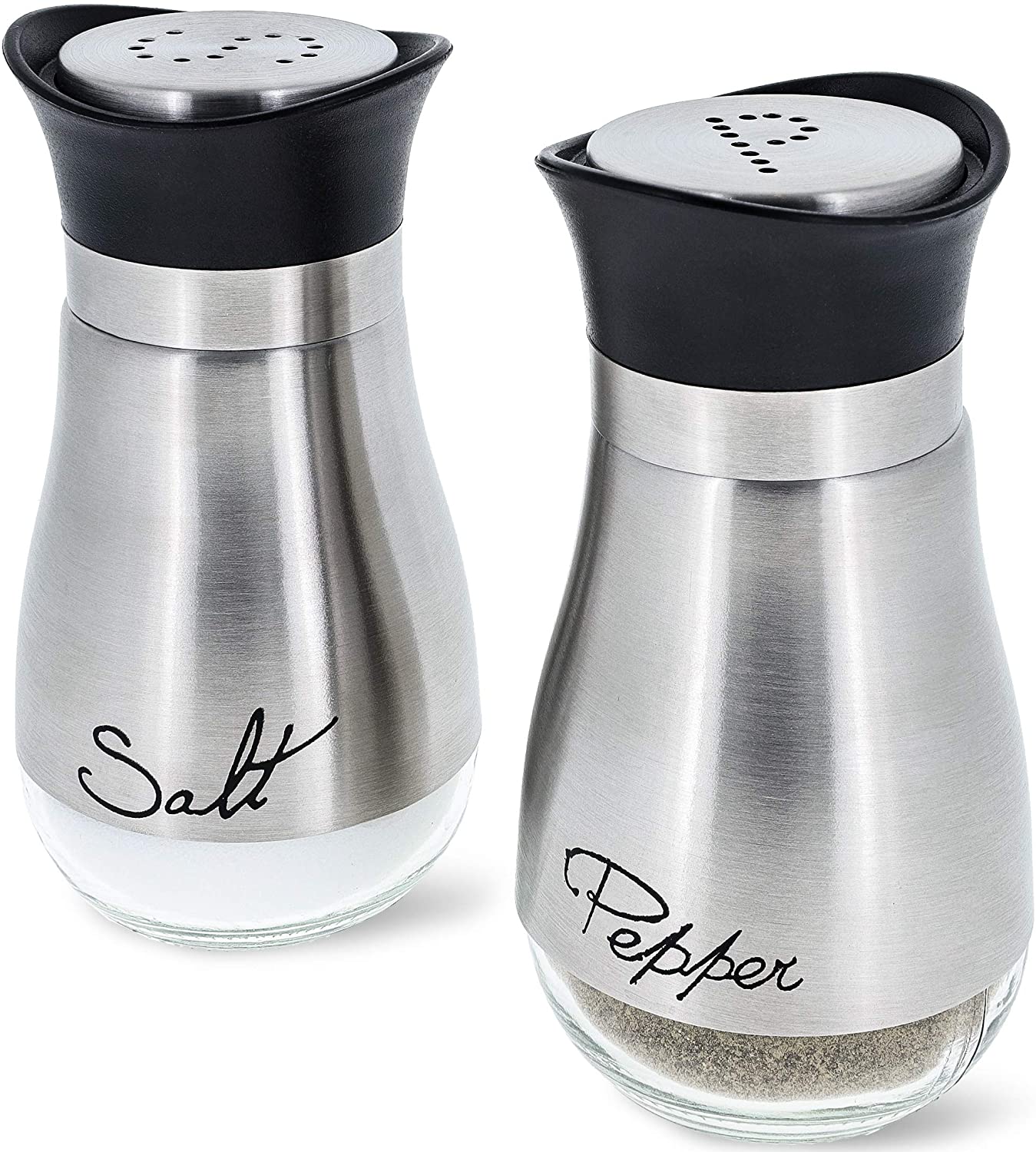 Details about   2 CLEAR BEST QUALITY  Salt And Pepper Set Shaker Pots Cruet Jars Dispensers 
