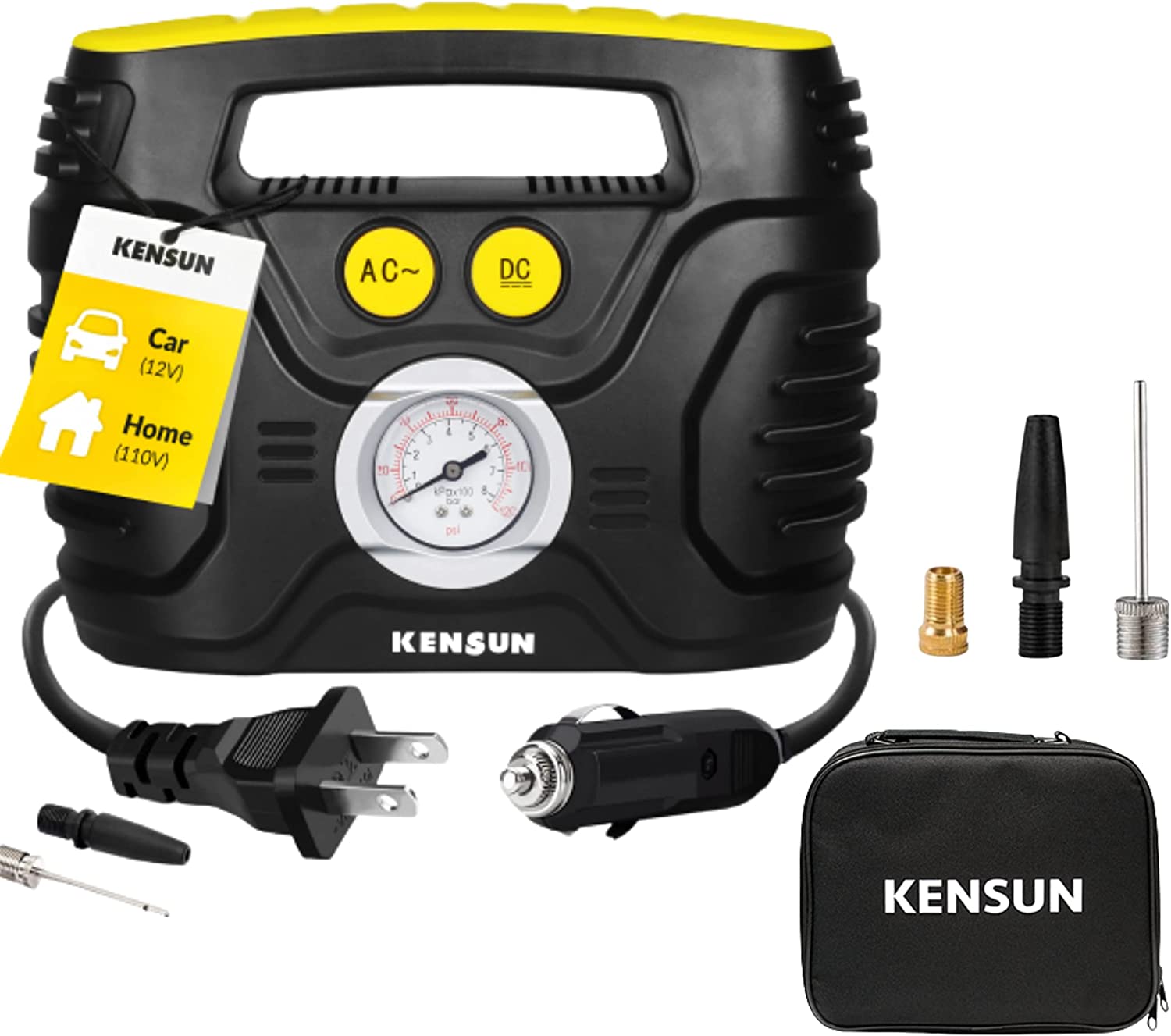 Kensun 110V Ultra Fast Portable Air Compressor Pump, 100-PSI