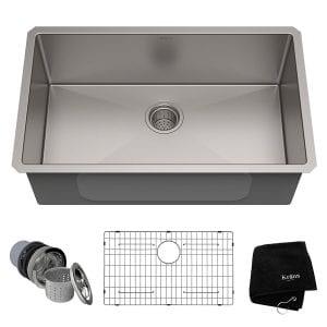 Kraus Single Bowl Stainless Steel Kitchen Sink, 30-Inch
