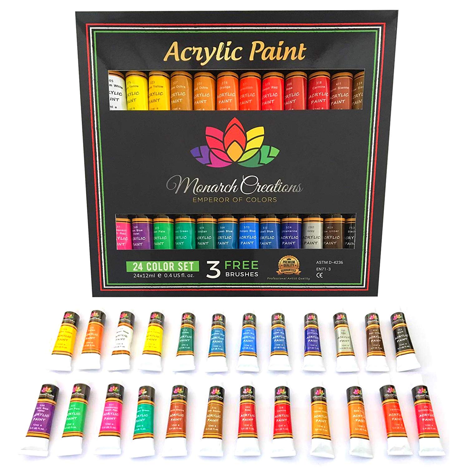NO LONGER SOLD – Monarch Creations Acrylic Paint, Set of 24