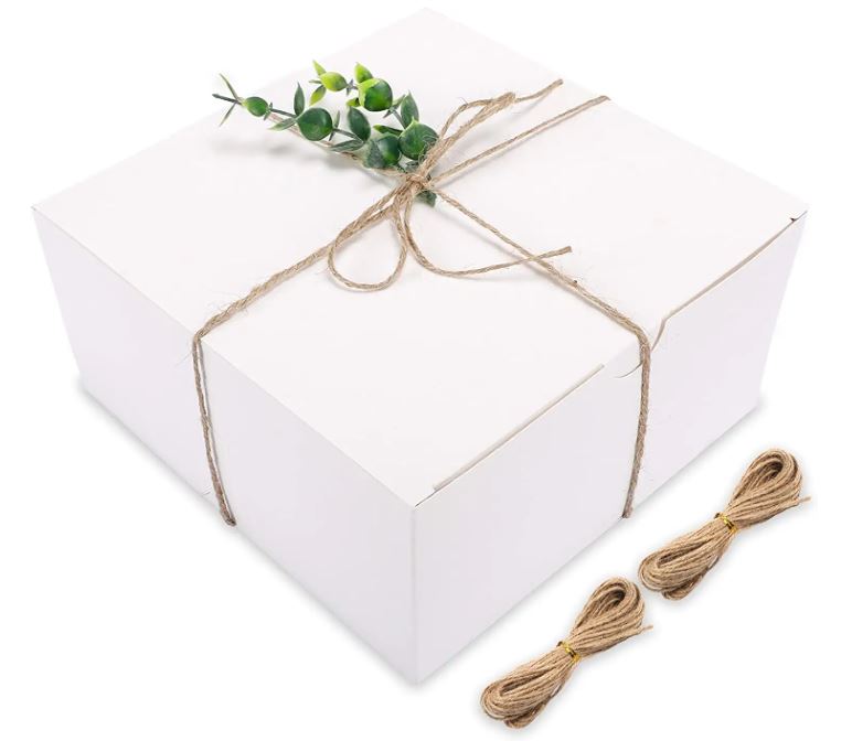Moretoes Easy Store Gift Boxes With Twine, 12-Pack