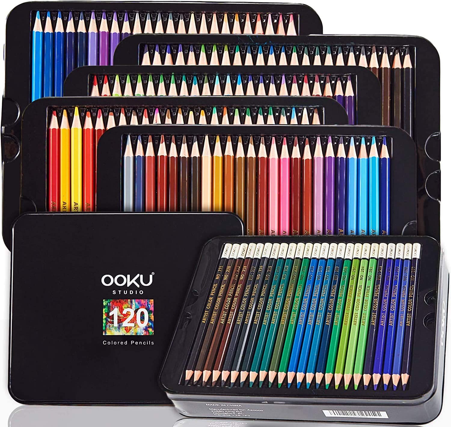 OOKU Portable Watercolor Pencils Artist Set, 48-Count