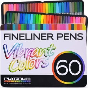 Platinum Art Supplies Fineliner Color Pen Set, 60 ct