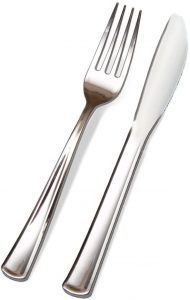 Precisely Plastic Stainless Party Plastic Utensils, 200-Piece