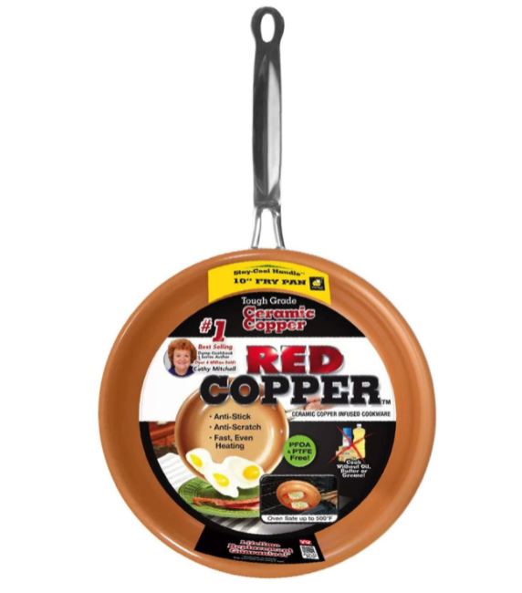 Red Copper Anti-Flaking Copper Cookware, 10-Inch