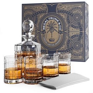 Regal Trunk & Co. 5-Piece Whiskey Decanter and Glass Set