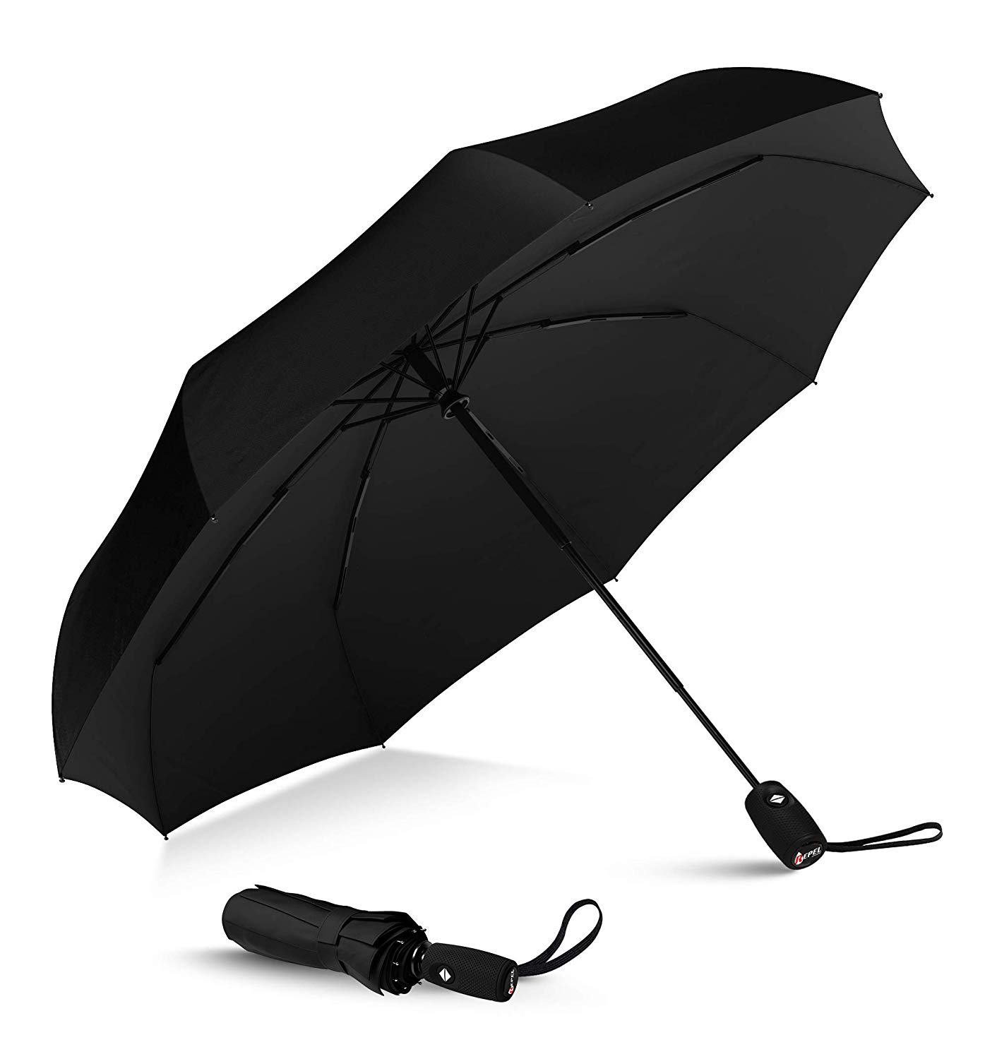 Dark Black Compact Protection from Rain ZOMAKE Travel Umbrella Auto Open Close and Upgraded Comfort Handle 10 Ribs Reinforced Windproof Umbrella with 45 Teflon Coating Canopy