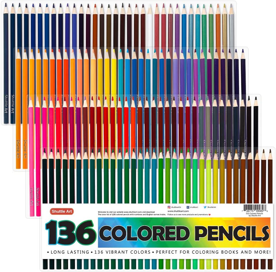 Shuttle Art Metallic Colored Pencils, 136-Count