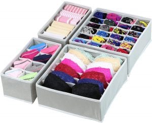 Simple Houseware Fabric Underwear Drawer Organizer, 4-Piece