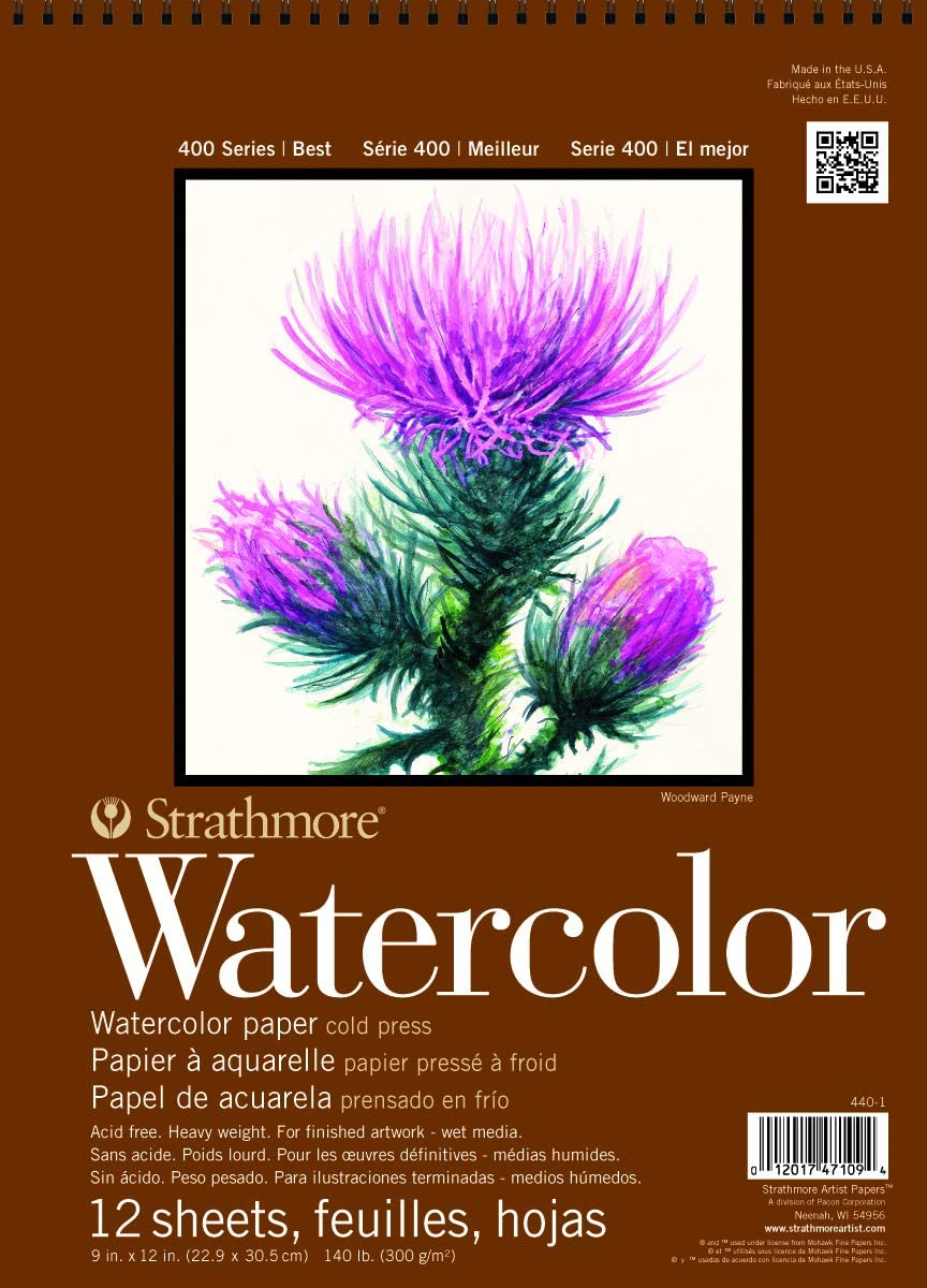 Strathmore 440-1 400 Series Strong Surface Watercolor Pad, 12-Sheet