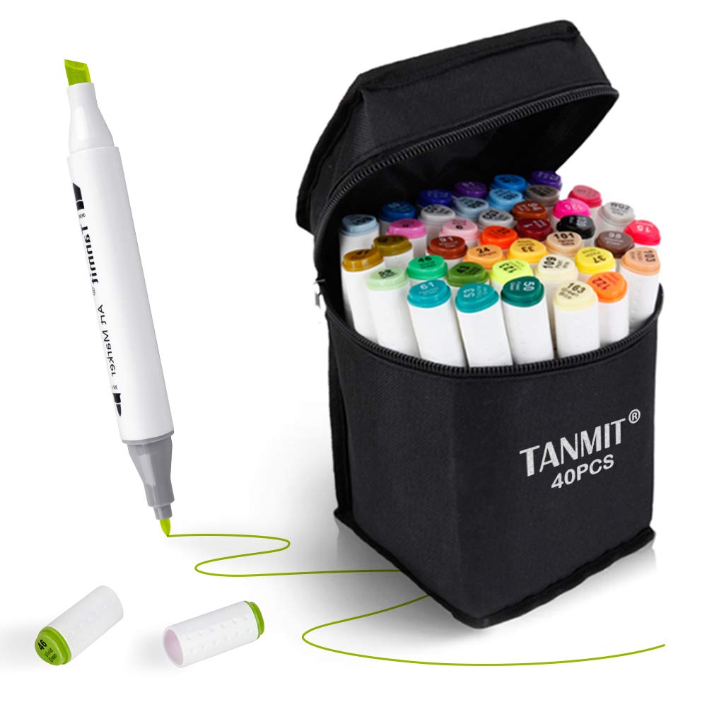 Tanmit Fine Tip Vivid Markers, 40-Count