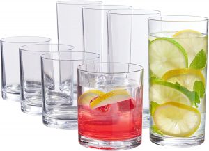 US Acrylic Assorted Size Drinking Glasses, Set Of 8
