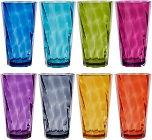 US Acrylic Plastic Colorful Drinking Glasses, Set Of 8