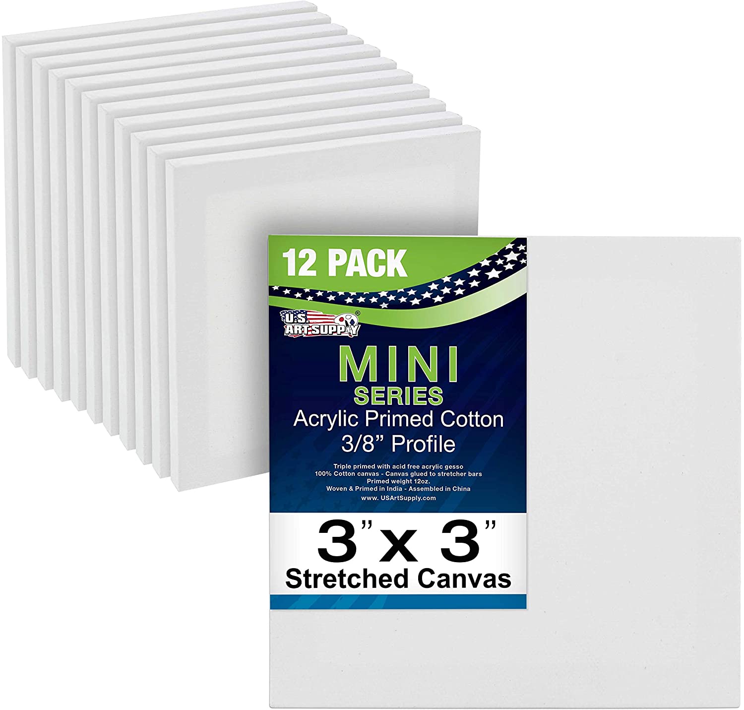 US Art Supply Acrylic Mini Professional Canvas, 12-Pack