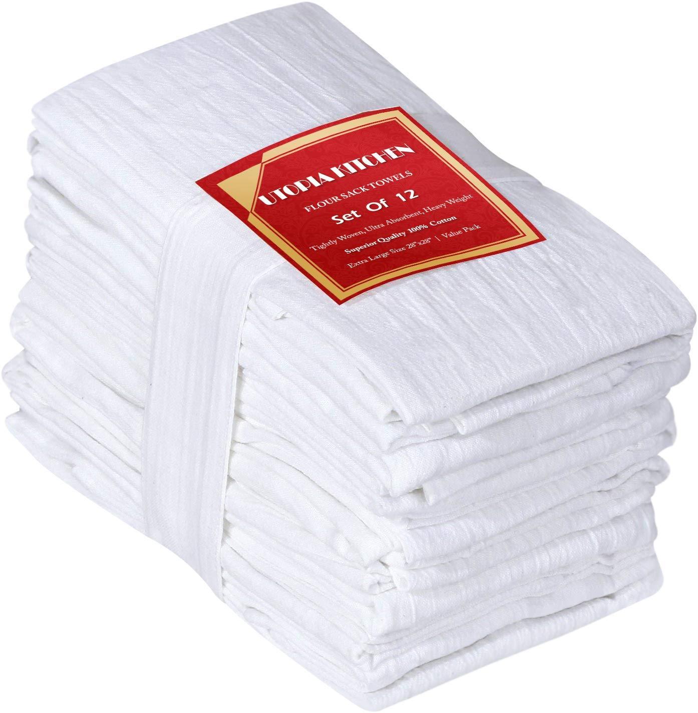 Utopia Kitchen Extra Large Flour Sack Cotton Dish Towels, 12-Pack