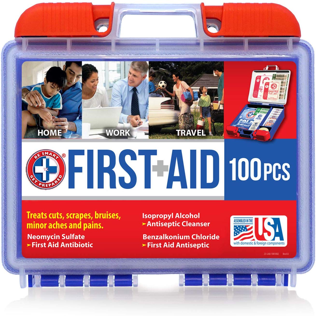 Be Smart Get Prepared Organized First Aid Kit, 100-Piece