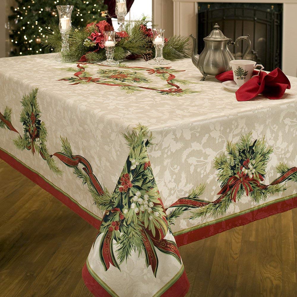 Benson Mills Christmas Ribbons Tablecloth