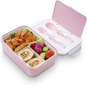Bento Lunch Box – 3 Tier Box Containers – Microwave/Freezer Meal Box For Adults & Kids (Pink)
