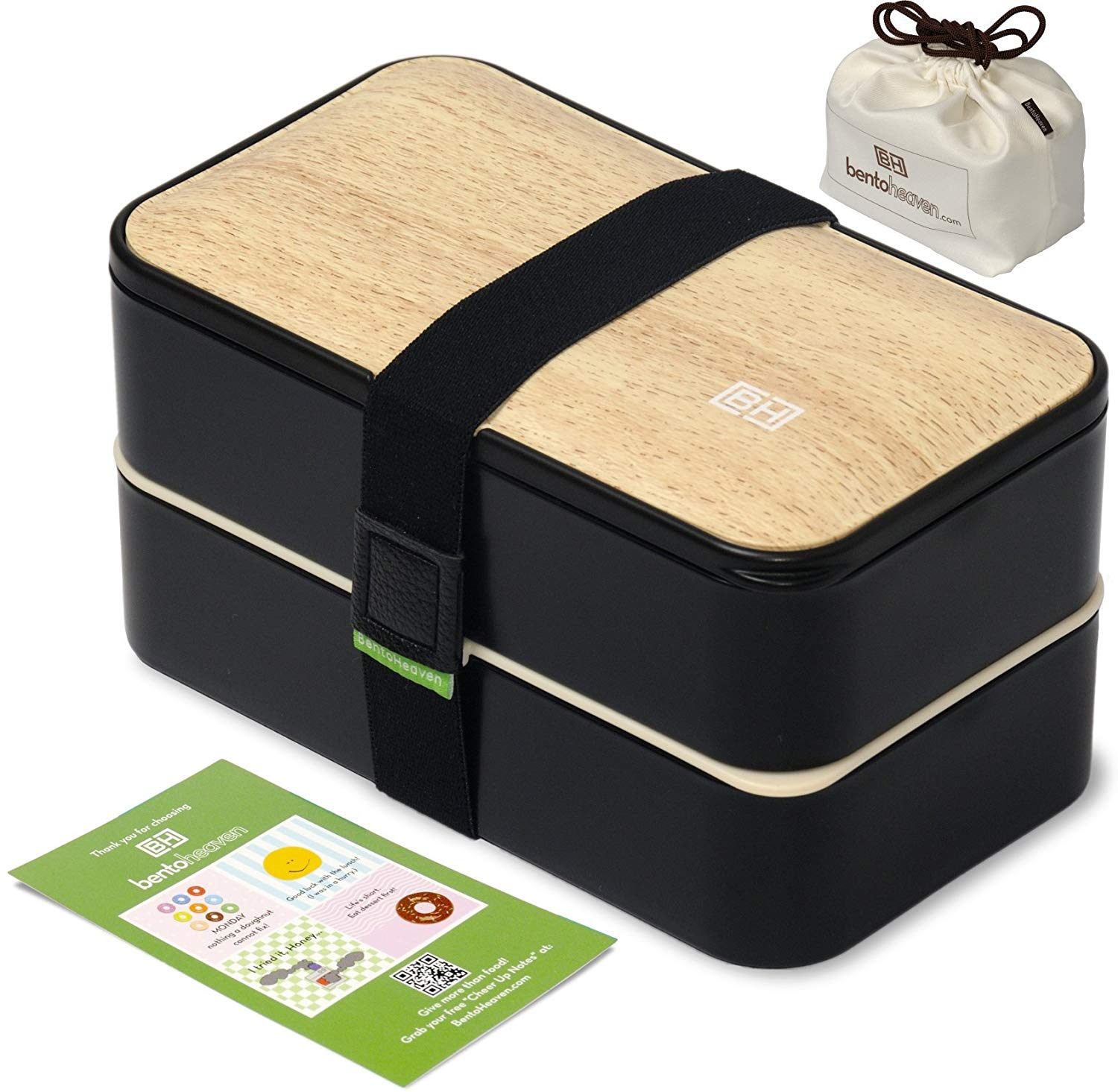 BentoHeaven Bento Box Bundle with FREE Lunch Bag, Divider, Utensils, Chopstick & Fun Lunch Box Notes