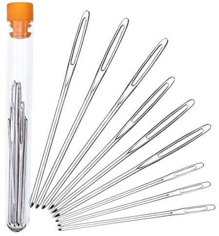 12 Pieces Hekisn Large-Eye Blunt Needles Crafting Knitting Weaving Stringing Needles 12 Pieces Pro Quality Stainless Steel Yarn Knitting Needles Sewing Needles 