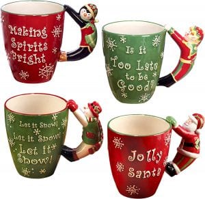Certified International Christmas Handle Mugs, Set of 4