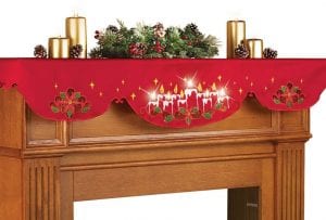 Collections Etc Christmas Candles Mantel Scarf