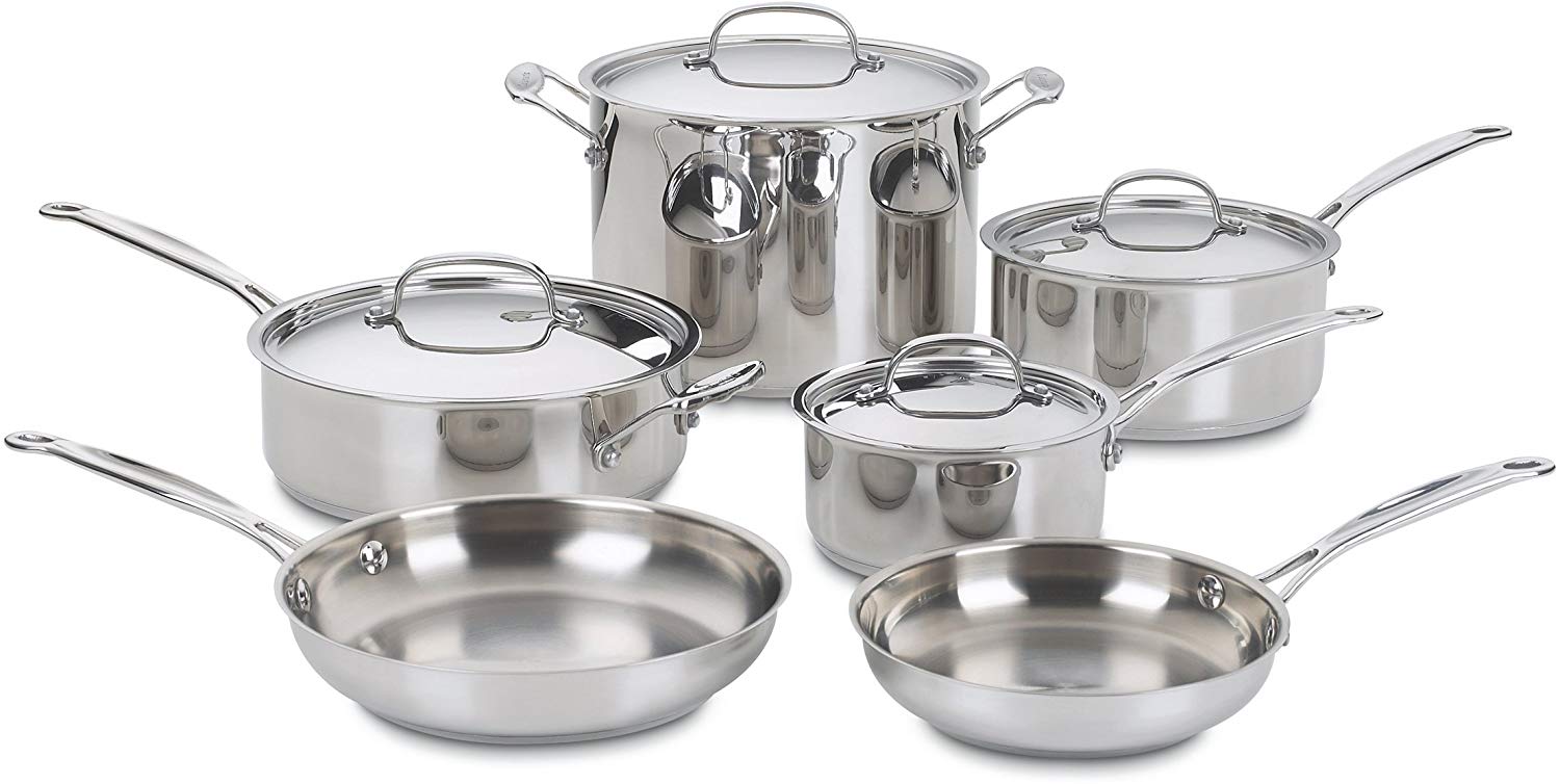 Cuisinart 77-10 Mirror Finish Stainless Steel Cookware Set, 10-Piece