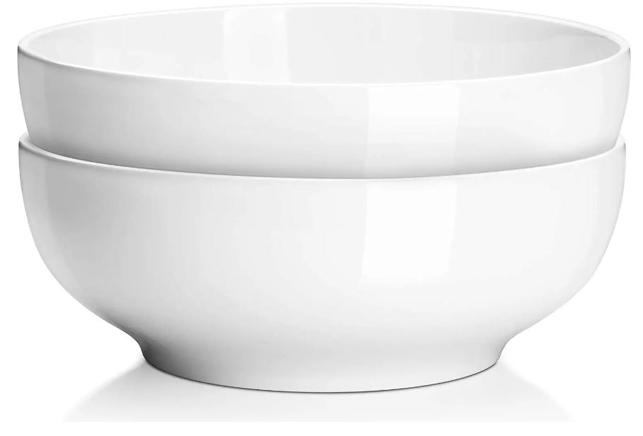 DOWAN Porcelain Microwave & Dishwasher Safe Salad Serving Bowls, 2-Pack