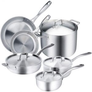 Duxtop Stay Cool Handles Stainless Steel Cookware, 10-Piece