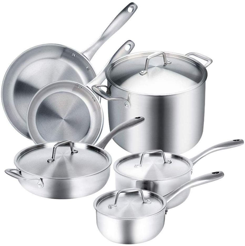 Duxtop SSIB-17 Food-Grade Stainless Steel Cookware Set, 17-Piece