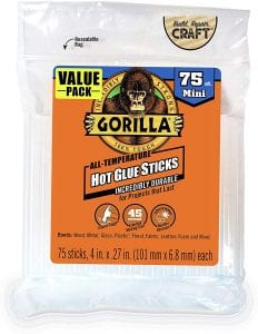 Gorilla Weather Resistant Mini Hot Glue Sticks, 75-Count