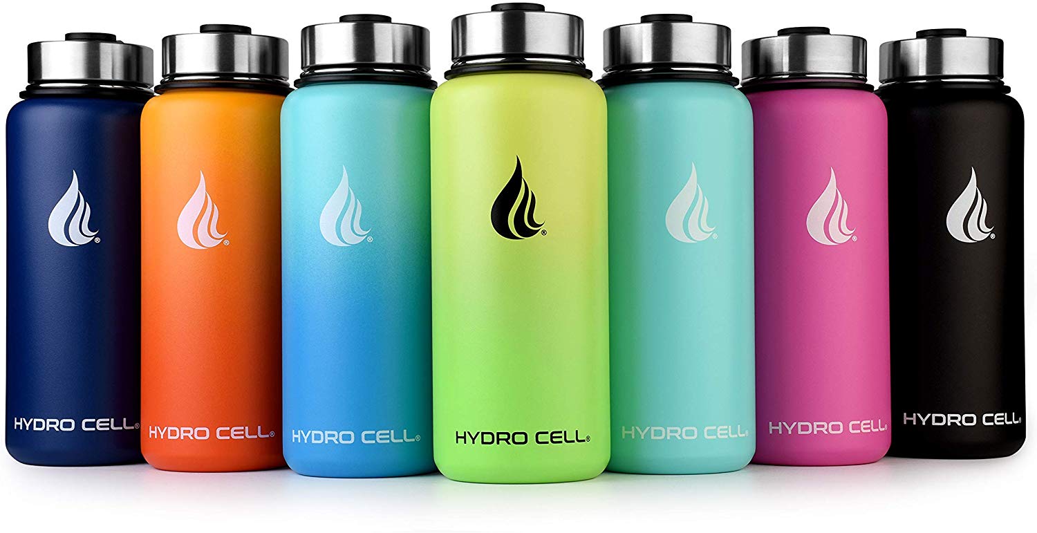 HYDRO CELL Double Walled Reusable Water Bottle With Straw