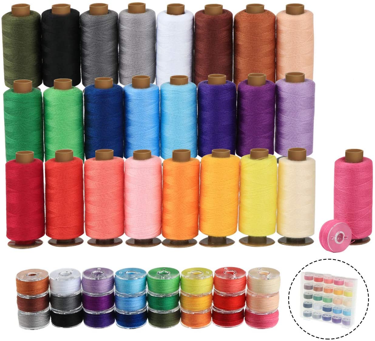 ilauke 50-Piece Bobbins Sewing Threads Kit