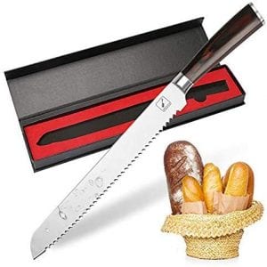 imarku Wood Handle Gift Bread Knife, 10-Inch
