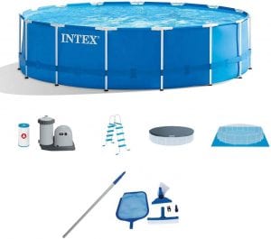 Intex Metal Maintenance Kit & Above Ground Swimming Pool, 15-Feet x 48-Inch