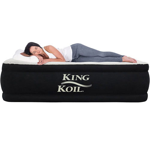 King Koil Elevated Built-in Pump Raised Inflatable Air Mattress, Queen