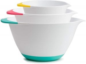 KUKPO Easy Grip Handle Non-Skid Bottom Mixing Bowl Set, 3-Piece