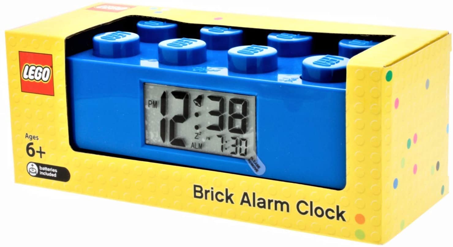 Lego Blue Brick Kids Light Up Alarm Clock
