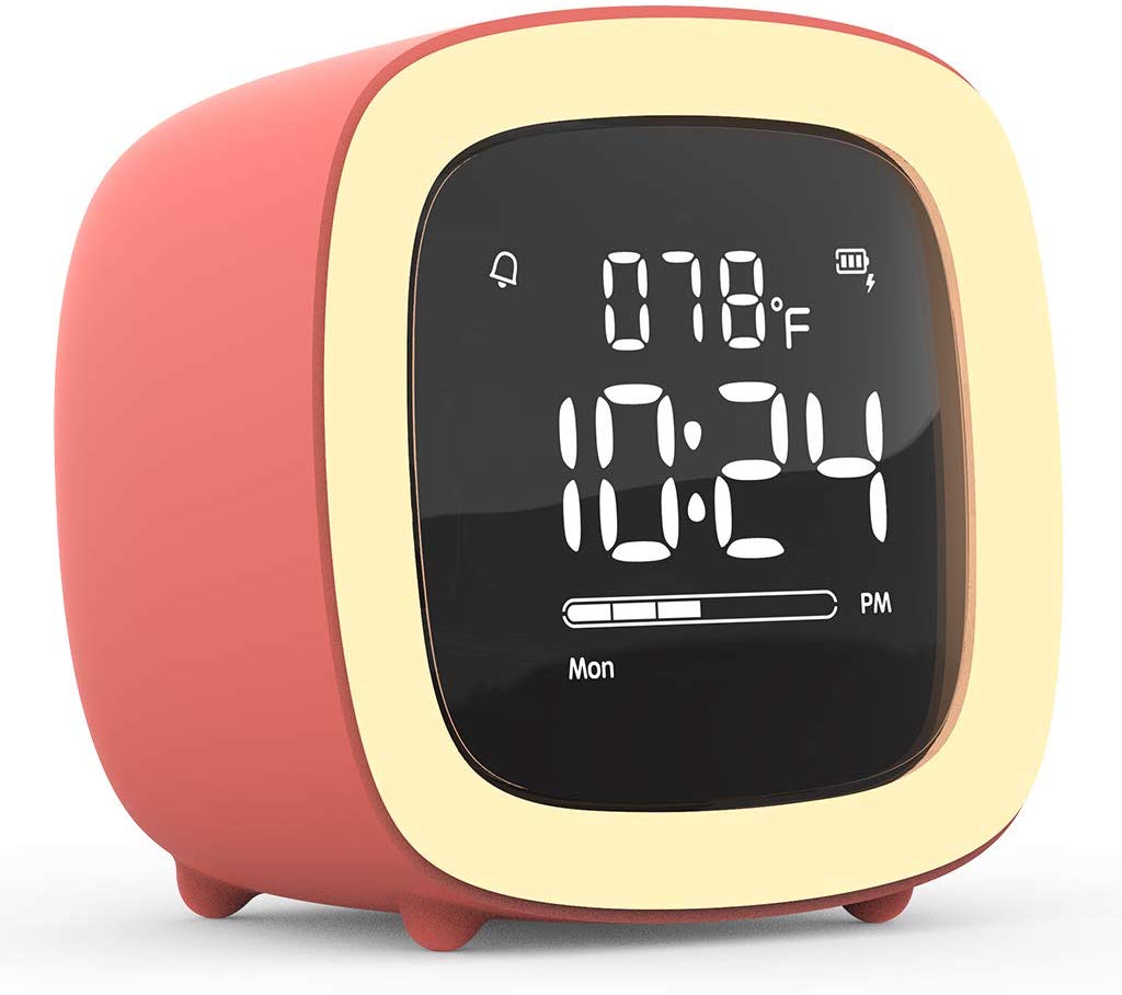 LIELONGREN Cute-TV Night Light Alarm Clock for Kids