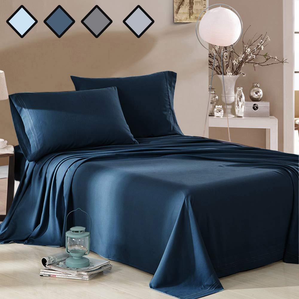 MELODIE DIRECT Satin Bed Sheet Set, 4-Piece